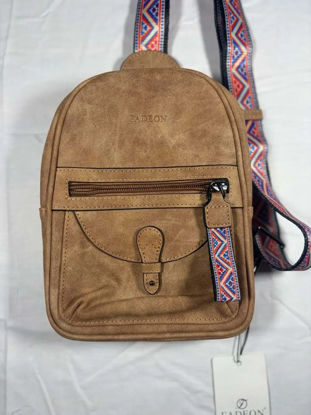 Fadeon Women's Small Sling Crossbody Bag Aztec strap soft suede
